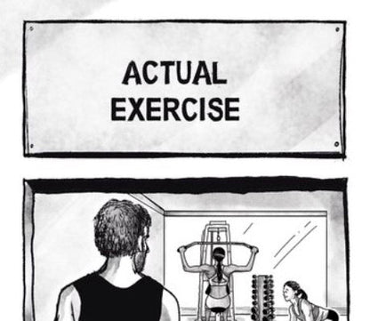 Actual Exercise / Sit on equipment and stare at your phone (framed) - Jason Chatfield